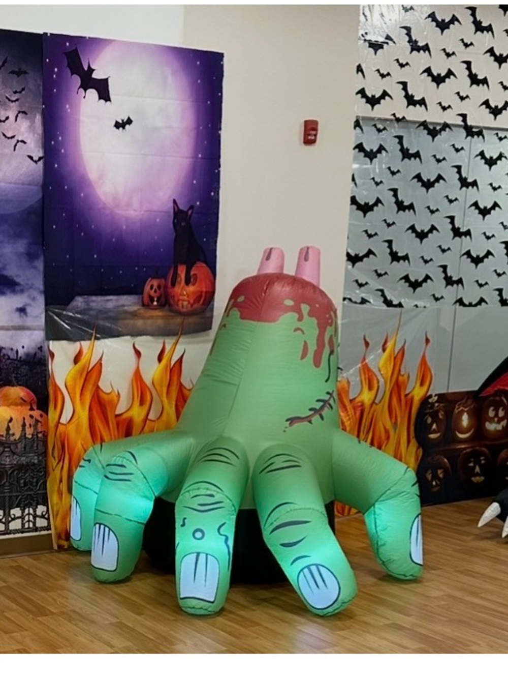 Huge green hand inflatable light up New never used outside